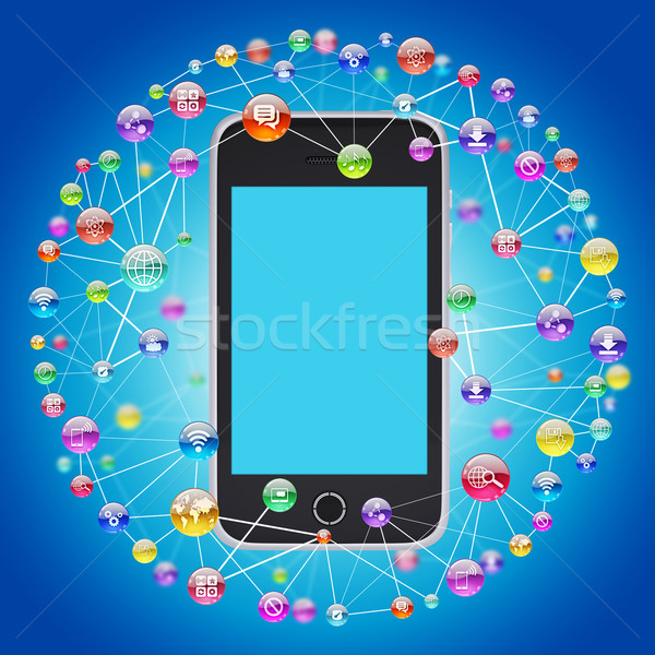Stockfoto: Smartphone · toepassing · iconen · software · computer · internet