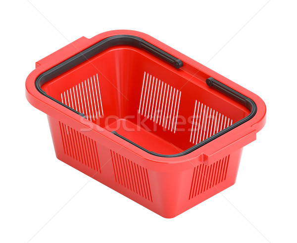 Foto stock: Vermelho · carrinho · de · compras · 3D · prestados · ilustração · isolado
