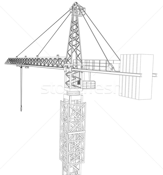 Foto stock: Torre · construção · guindaste · vetor · 3D
