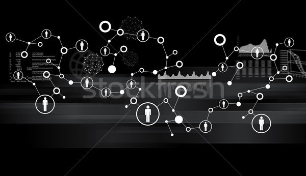 Abstract pictograme de calculator gri grafice conexiune semna Imagine de stoc © cherezoff