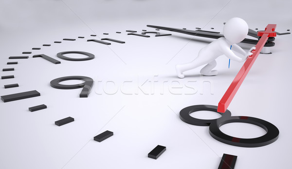 White 3d man pushing second hand watches Stock photo © cherezoff