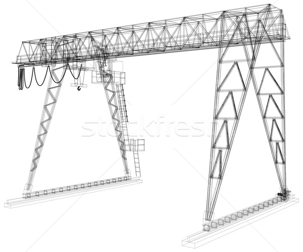 Gantry crane. Wire-frame. Vector rendering of 3d Stock photo © cherezoff