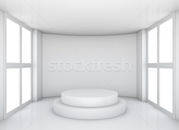 New interior with round concrete and large windows Stock photo © cherezoff