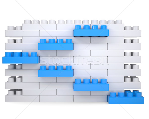 ściany cegieł bloków odizolowany oddać biały Zdjęcia stock © cherezoff