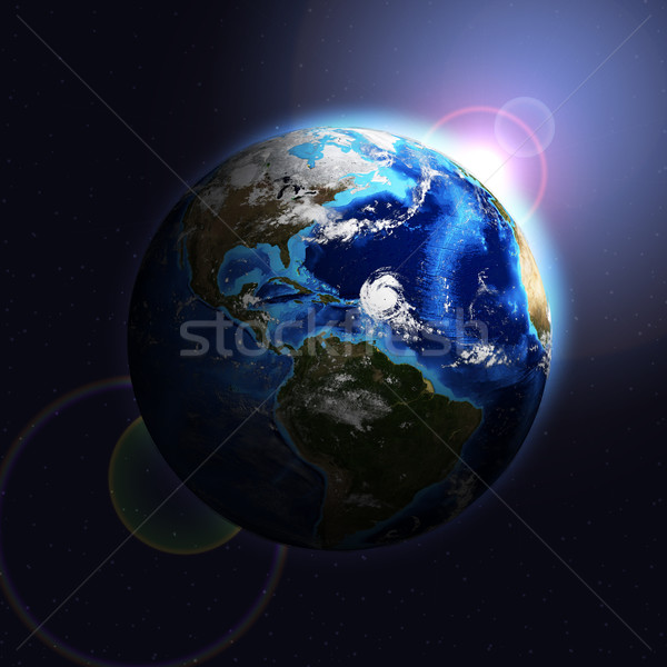 Erde Planeten Sonne Strahlen Elemente Bild Stock foto © cherezoff