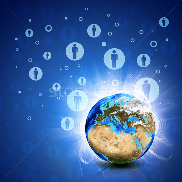 Network contacts and Earth. Hi-tech background Stock photo © cherezoff