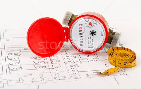 Water meter with tape-measure  Stock photo © cherezoff