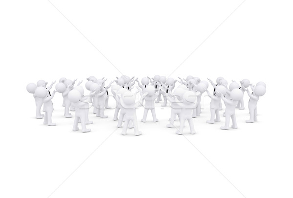 Group of white 3d people raised their hands Stock photo © cherezoff