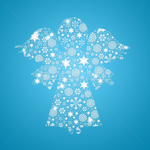 Angel silhouette filled with snowflakes Stock photo © cherezoff