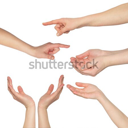 Collage donna mani sfondi bianchi business mano Foto d'archivio © cherezoff