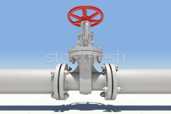 White pipe and valve. Sky as backdrop Stock photo © cherezoff