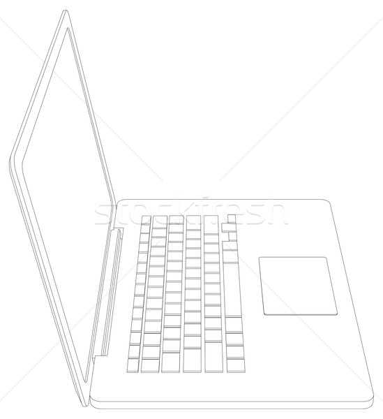 Wire-frame open laptop. Front view. Vector illustration Stock photo © cherezoff