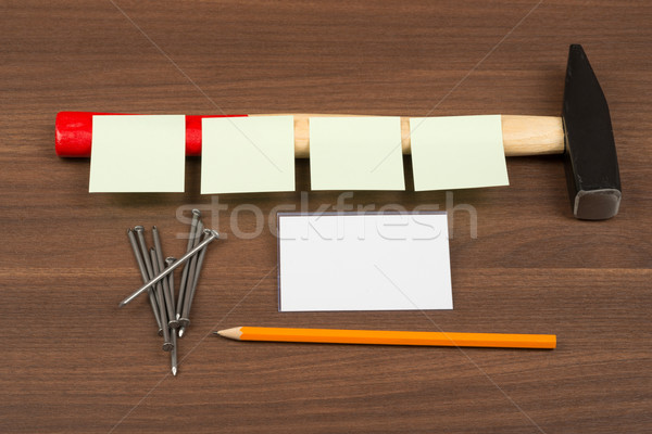 Stock photo: Stickers on hammer