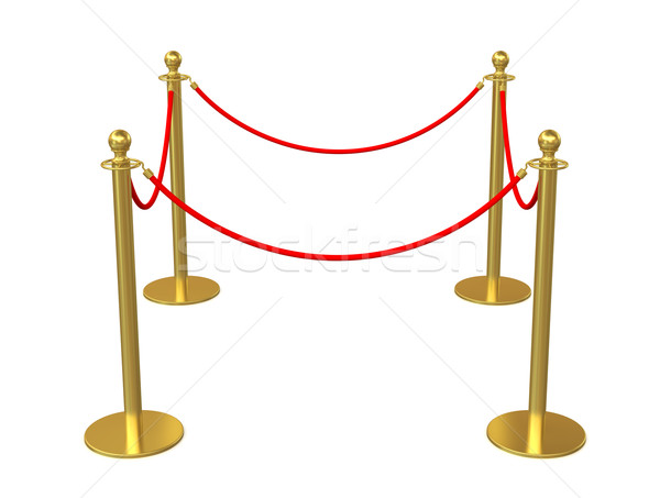 Golden fence, stanchion with red barrier rope Stock photo © cherezoff