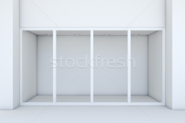 Shopfront with large windows. White store facade Stock photo © cherezoff