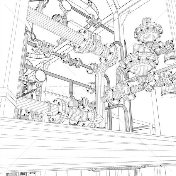 Industriali wireframe vettore eps 10 Foto d'archivio © cherezoff