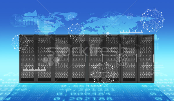 Stock photo: Set of metal lockers on abstract blue background