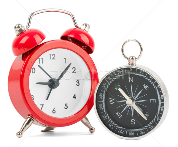 Compass with alarm clock Stock photo © cherezoff