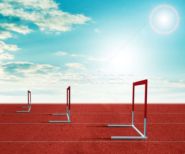 Barriers on treadmill stadium Stock photo © cherezoff