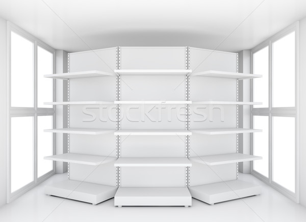 Retail shelves for samples product in blank room Stock photo © cherezoff