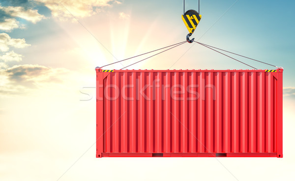 Crane hook and cargo container on sky background Stock photo © cherezoff