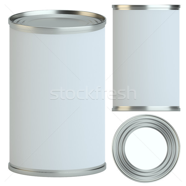 Metal tin can with white empty label Stock photo © cherezoff