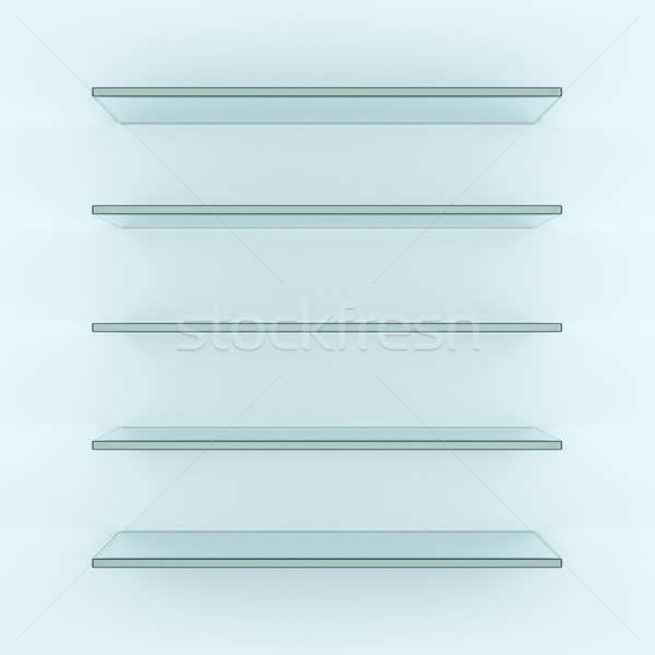 Vidrio estantería luz gris 3d plantilla Foto stock © cherezoff