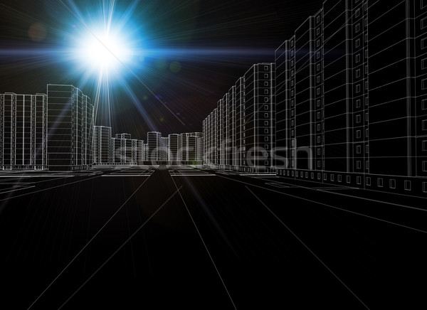 Graphics of business city with hotspot in left corner Stock photo © cherezoff