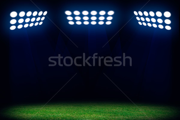 Stockfoto: Drie · voetbalveld · sport · abstract · exemplaar · ruimte · gras