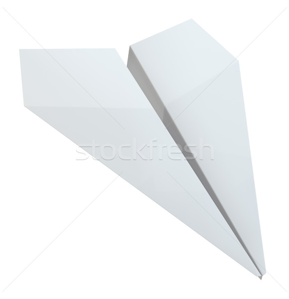 Foto stock: Origami · avião · de · papel · branco · ilustração · 3d · papel · modelo