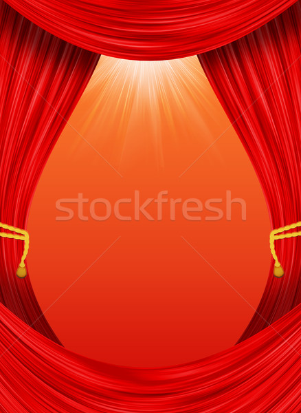 Nyitva függöny piros szövet citromsárga harisnyakötő Stock fotó © cherezoff