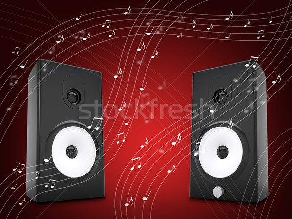 Music notes around audio speakers Stock photo © cherezoff