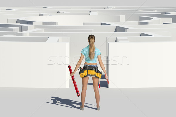 Young woman standing back with tools Stock photo © cherezoff