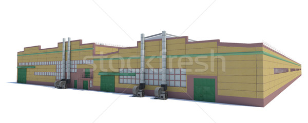 здании изолированный белый 3d иллюстрации завода промышленных Сток-фото © cherezoff