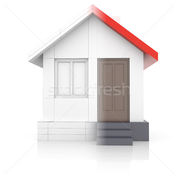 Stock photo: House project. Drawing turns into 3d model