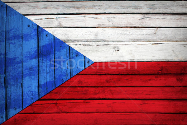 Czech flag painted on wooden boards Stock photo © cherezoff