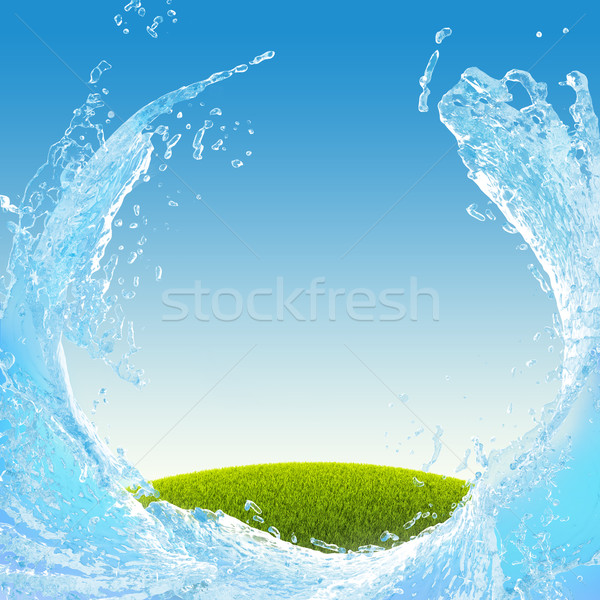 ストックフォト: 緑 · 草原 · 青空 · 春 · 抽象的な