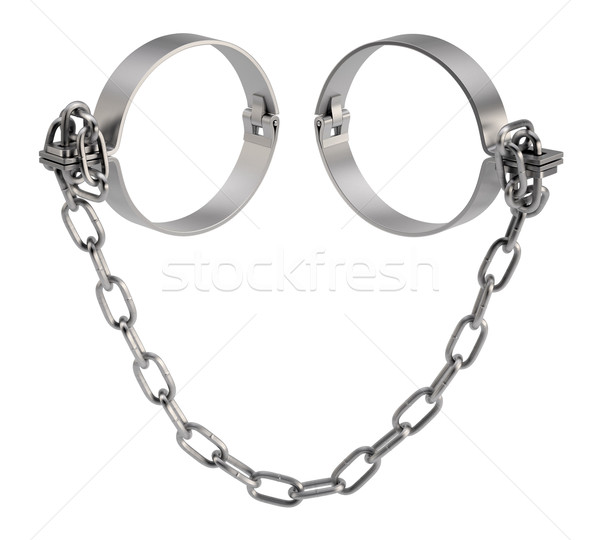 Metal shackles with chain. 3d render Stock photo © cherezoff