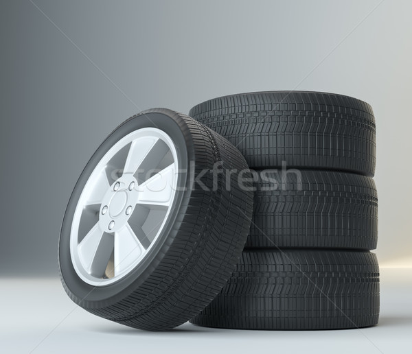 Car Tires on Gray Studio Background Stock photo © cherezoff