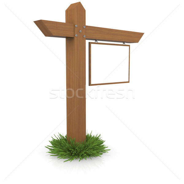 Wooden signboard in the grass Stock photo © cherezoff