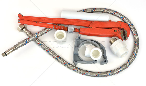 Tubo chave inglesa encanamento isolado branco Foto stock © cherezoff