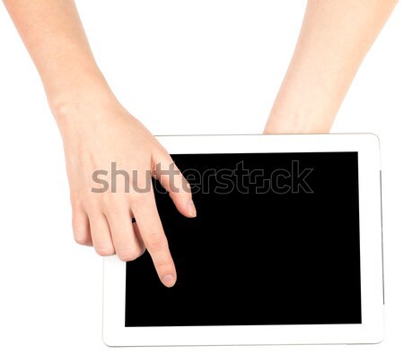 Humans right hand holding small white paper Stock photo © cherezoff