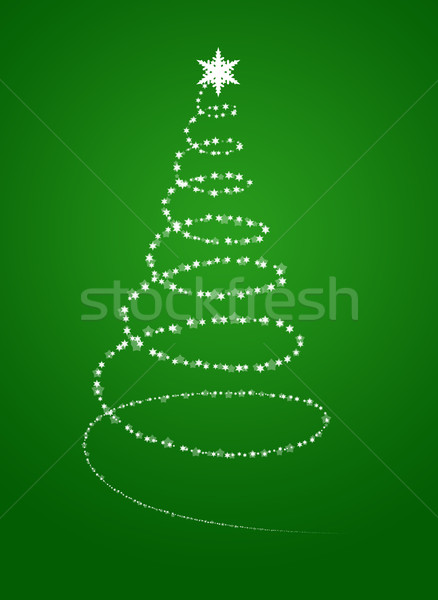 Stock photo: Christmas tree from white snowflakes