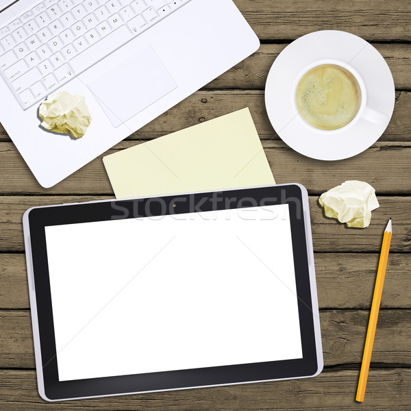 Laptop, tablet pc and coffee cup Stock photo © cherezoff