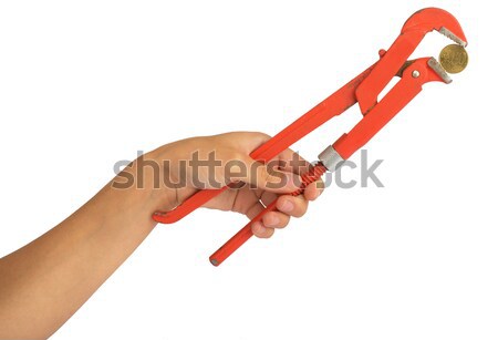 Humans hand holding coind within instrument Stock photo © cherezoff