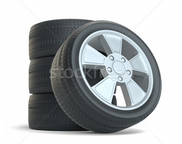 Rubber tires. Isolated on white Stock photo © cherezoff