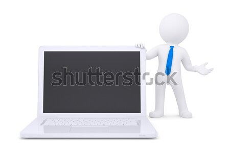 3d white man next to the laptop Stock photo © cherezoff