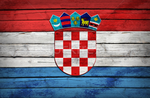 Croatian flag painted on wooden boards Stock photo © cherezoff