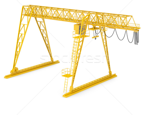 Stock photo: Yellow gantry bridge crane, half-turn