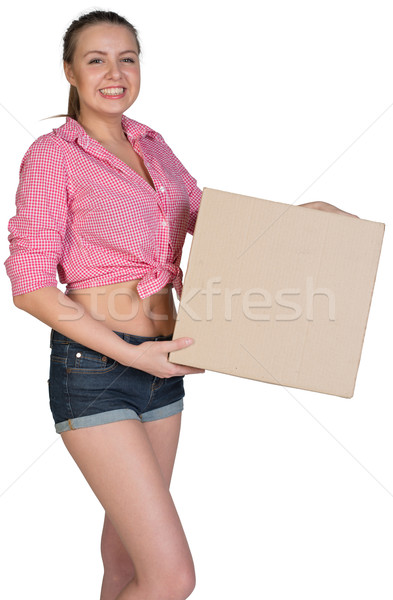 Woman holding cardboard box Stock photo © cherezoff